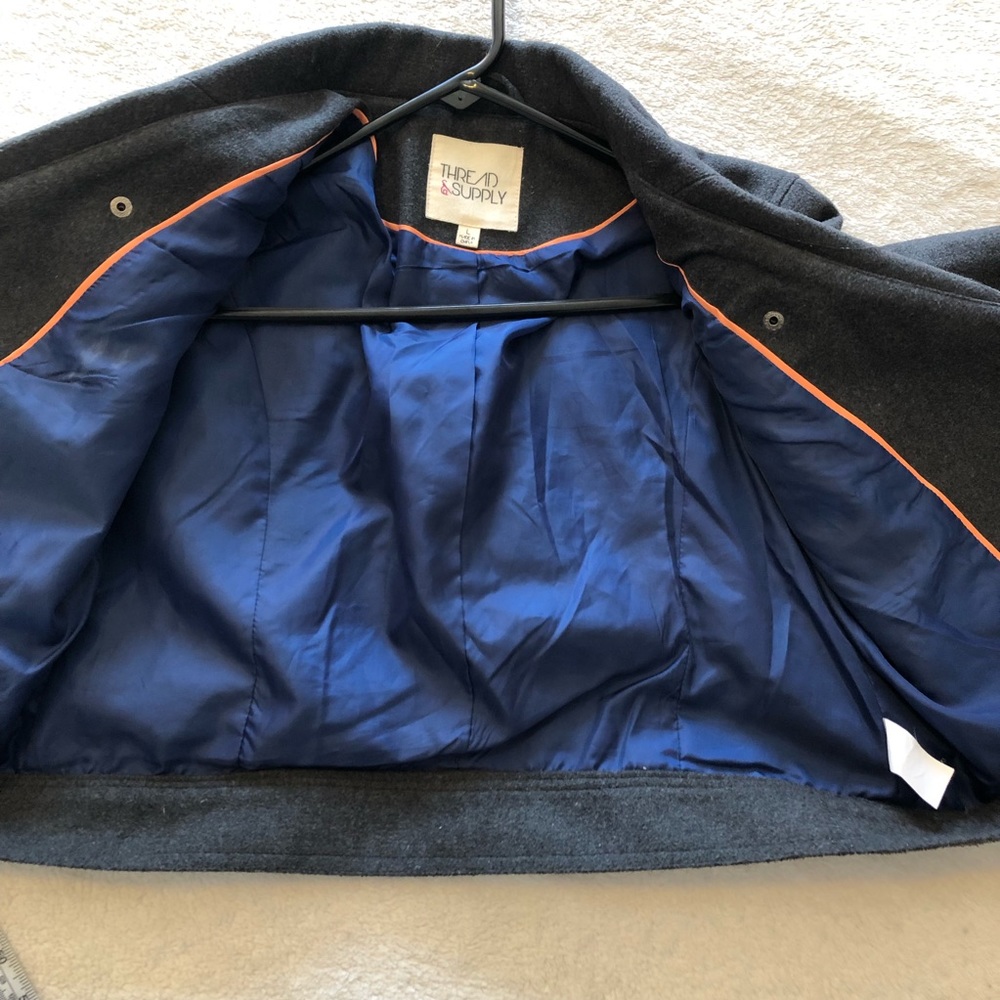 Wool blend Moto-style Cropped asymmetric zip Jacket - Picture 7 of 9